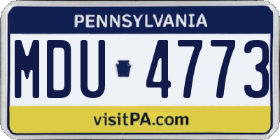 PA license plate MDU4773