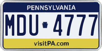 PA license plate MDU4777
