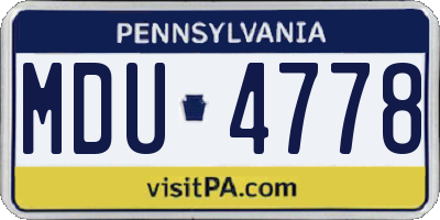 PA license plate MDU4778