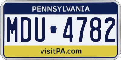 PA license plate MDU4782
