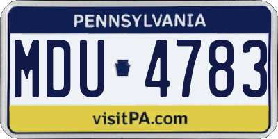 PA license plate MDU4783