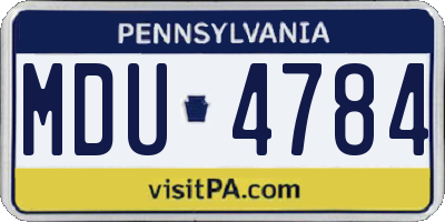 PA license plate MDU4784