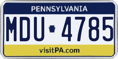 PA license plate MDU4785