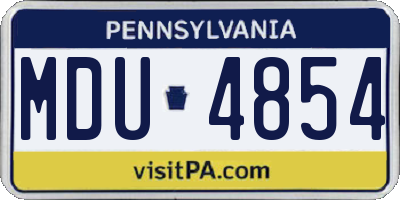 PA license plate MDU4854