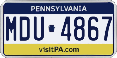 PA license plate MDU4867
