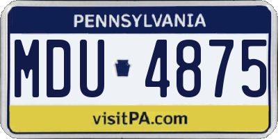 PA license plate MDU4875