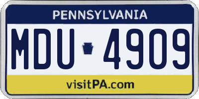 PA license plate MDU4909