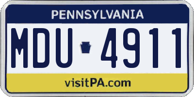 PA license plate MDU4911
