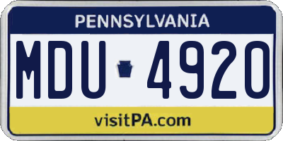 PA license plate MDU4920