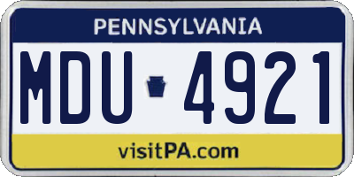 PA license plate MDU4921
