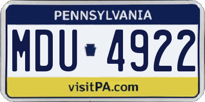 PA license plate MDU4922