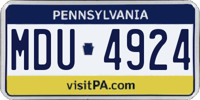 PA license plate MDU4924