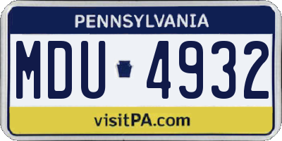 PA license plate MDU4932