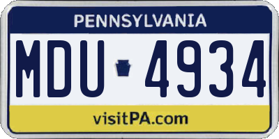 PA license plate MDU4934