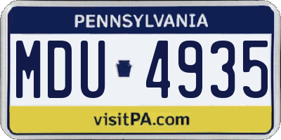 PA license plate MDU4935