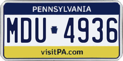 PA license plate MDU4936
