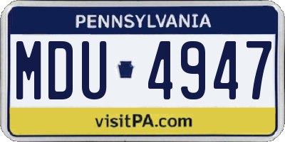 PA license plate MDU4947