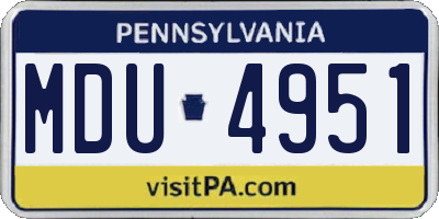 PA license plate MDU4951