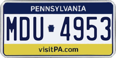 PA license plate MDU4953