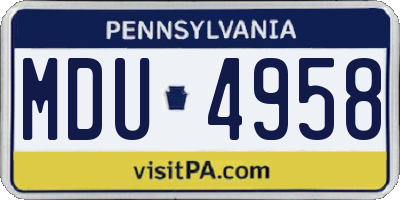PA license plate MDU4958