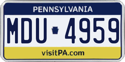 PA license plate MDU4959