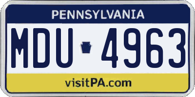 PA license plate MDU4963