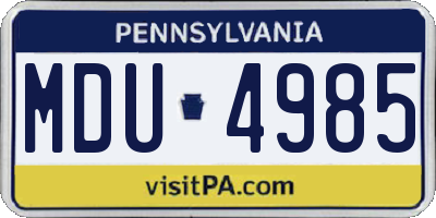 PA license plate MDU4985