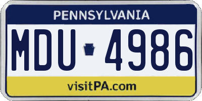 PA license plate MDU4986
