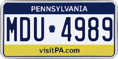 PA license plate MDU4989