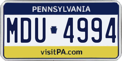 PA license plate MDU4994