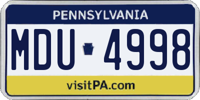 PA license plate MDU4998