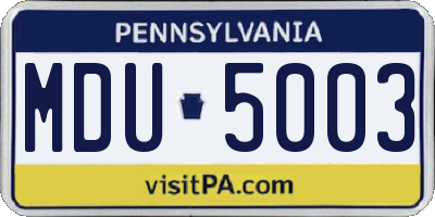PA license plate MDU5003