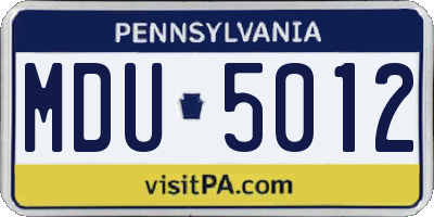 PA license plate MDU5012