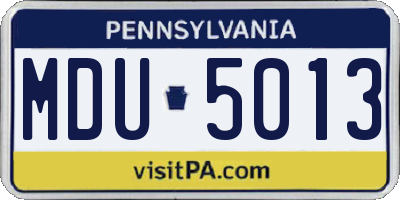 PA license plate MDU5013