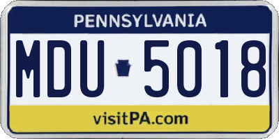 PA license plate MDU5018