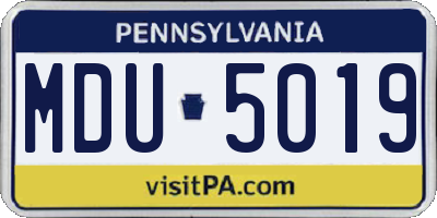 PA license plate MDU5019
