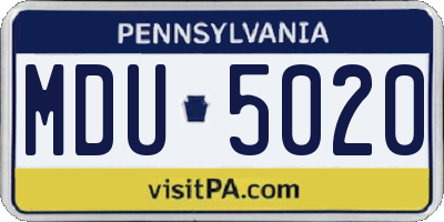 PA license plate MDU5020