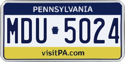 PA license plate MDU5024