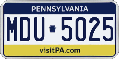PA license plate MDU5025