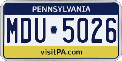 PA license plate MDU5026
