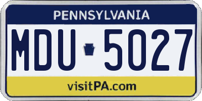 PA license plate MDU5027
