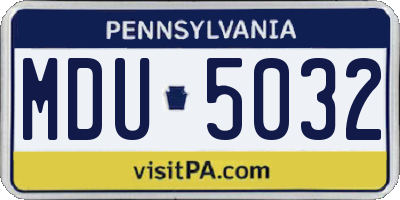 PA license plate MDU5032
