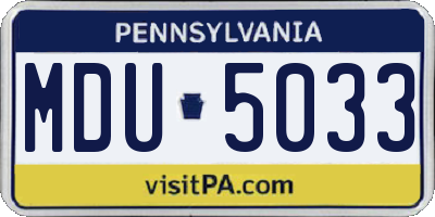 PA license plate MDU5033