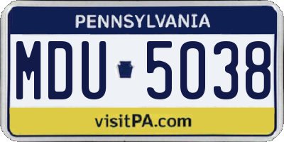 PA license plate MDU5038
