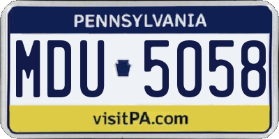 PA license plate MDU5058