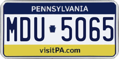 PA license plate MDU5065