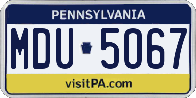 PA license plate MDU5067
