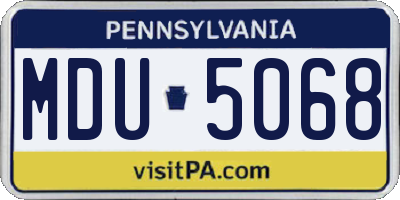 PA license plate MDU5068