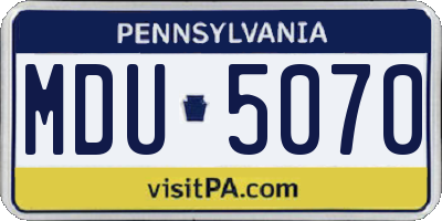 PA license plate MDU5070