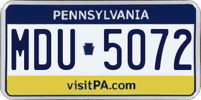 PA license plate MDU5072